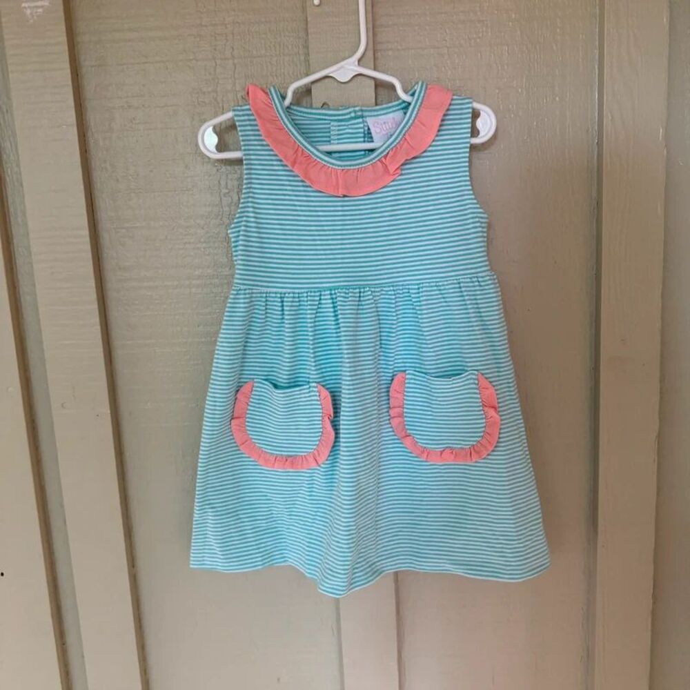 Stitchy fish 2T dress striped